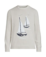 Lands' End Men's Long Sleeve Drifter Sailboats Sweater