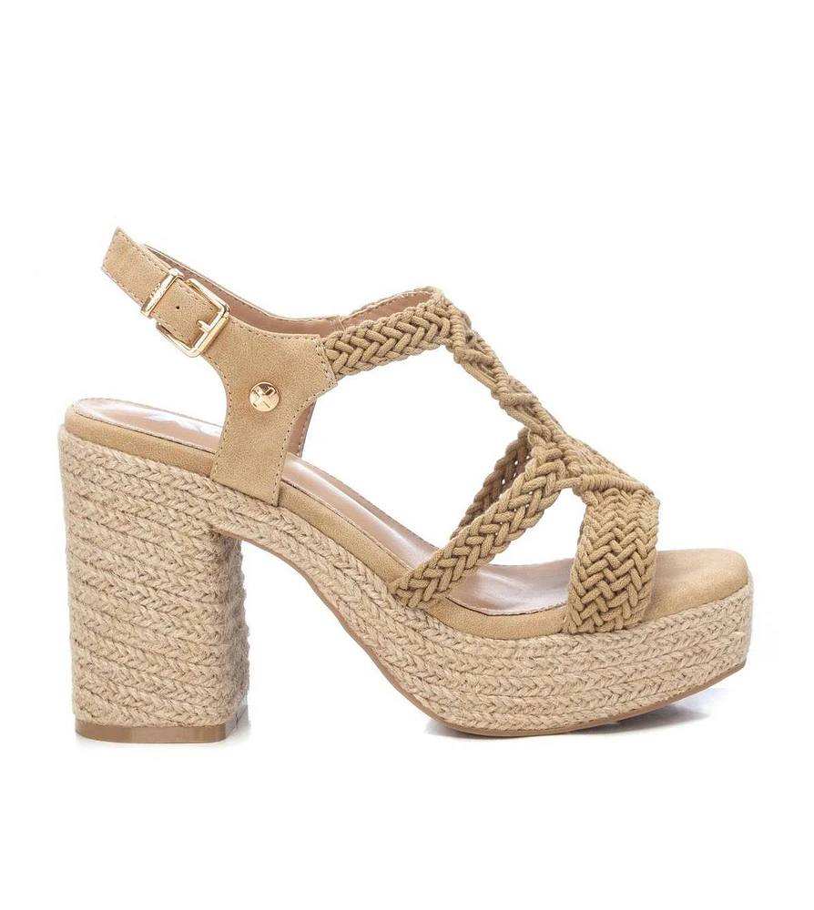 Women's Heeled Jute Platform Sandals By Xti