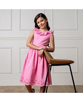 Hope & Henry Big Girls Organic Ruffle Collar Party Dress with Eyelet Embroidery
