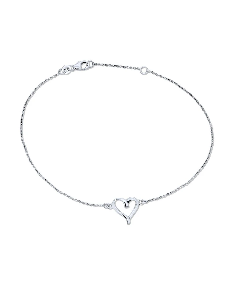 Bling Jewelry Delicate Heart Anklet Ankle Bracelet Sterling Silver 9-10 Inch Extender