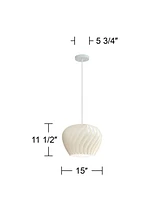 Cavelli 15" Mid Century Modern Pendant Ceiling Light Fixture Dining Room Over Table Kitchen Island Foyer Swirl Hanging Flower White Hallway Entryway L