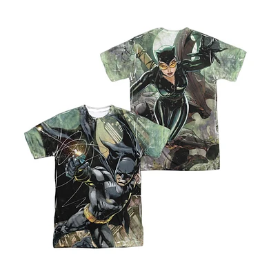 Batman Mens Catch (Front/Back Print) Short Sleeve Adult Poly Crew Tee / T-Shirt