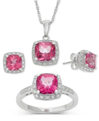 Pink Topaz (6-1/5 ct. t.w.) and Diamond Accent Jewelry Set in Sterling Silver