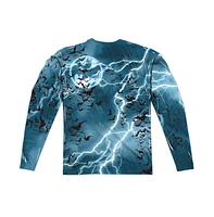 Batman Mens Stormy Knight (Front/Back Print) Long Sleeve Adult Poly Crew Tee / T-Shirt