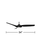 54" Casa Vieja Sierra Matte Black Damp Led Ceiling Fan with Remote - Casa Vieja