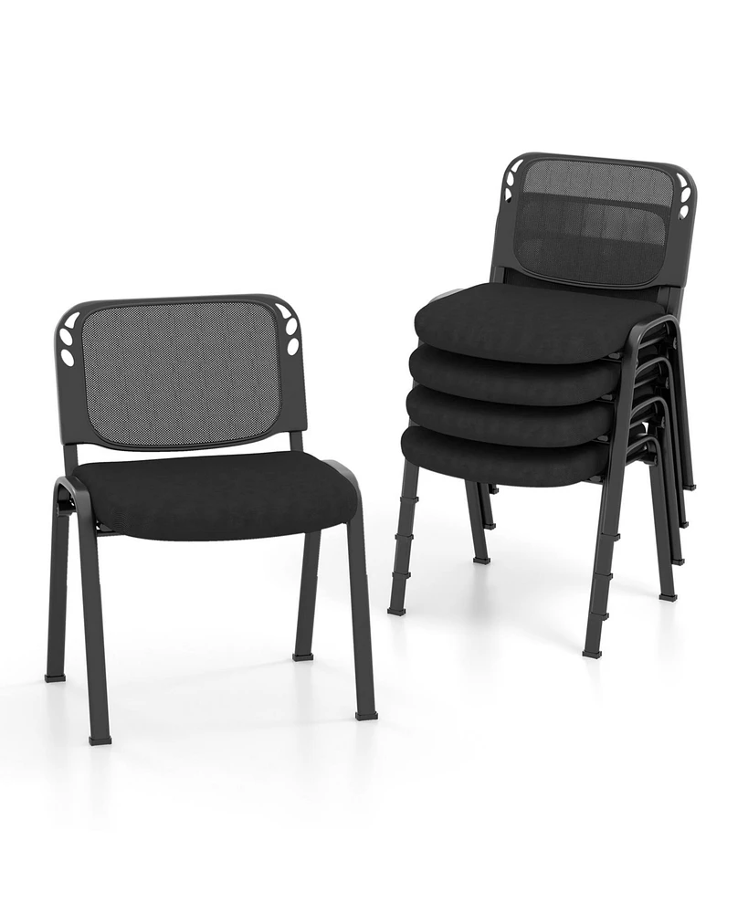 Set of 5 Stackable Conference Chairs with Mesh Back Comfortable and Space-Saving Seating for Meetings