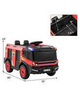 12V Kids Ride on Fire Truck 2-Seater with Remote Control and Water Gun-Red