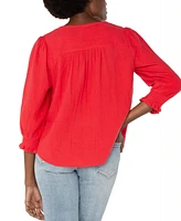 Liverpool Los Angeles Women's 3/4 Sleeve Embroidered Top