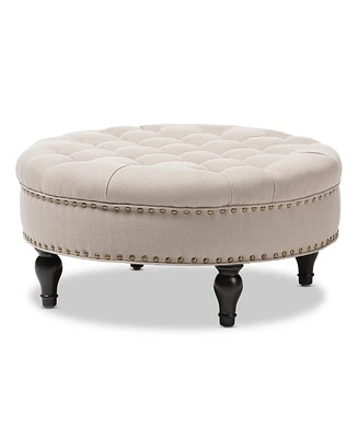 Baxton Studio Palfrey Beige Linen Modern Tufted Ottoman