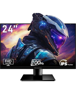 XGaming 24 Inch Monitor Fhd 100Hz, Hdmi Vga Computer Monitor 1080P, 99% sRGB, Low Blue Light Pc Monitor, Ips Framless Screen Build-in Speakers, FreeSy