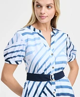 Karl Lagerfeld Paris Women's Printed Handkerchief-Hem Shirtdress