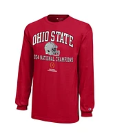 Champion Big Boys and Girls Scarlet Ohio State Buckeyes College Football Playoff 2024 National Champions Long Sleeve T-Shirt