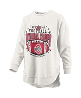 Pressbox Women's White Ohio State Buckeyes College Football Playoff 2024 National Champions Bright Star Melange Sweatshirt