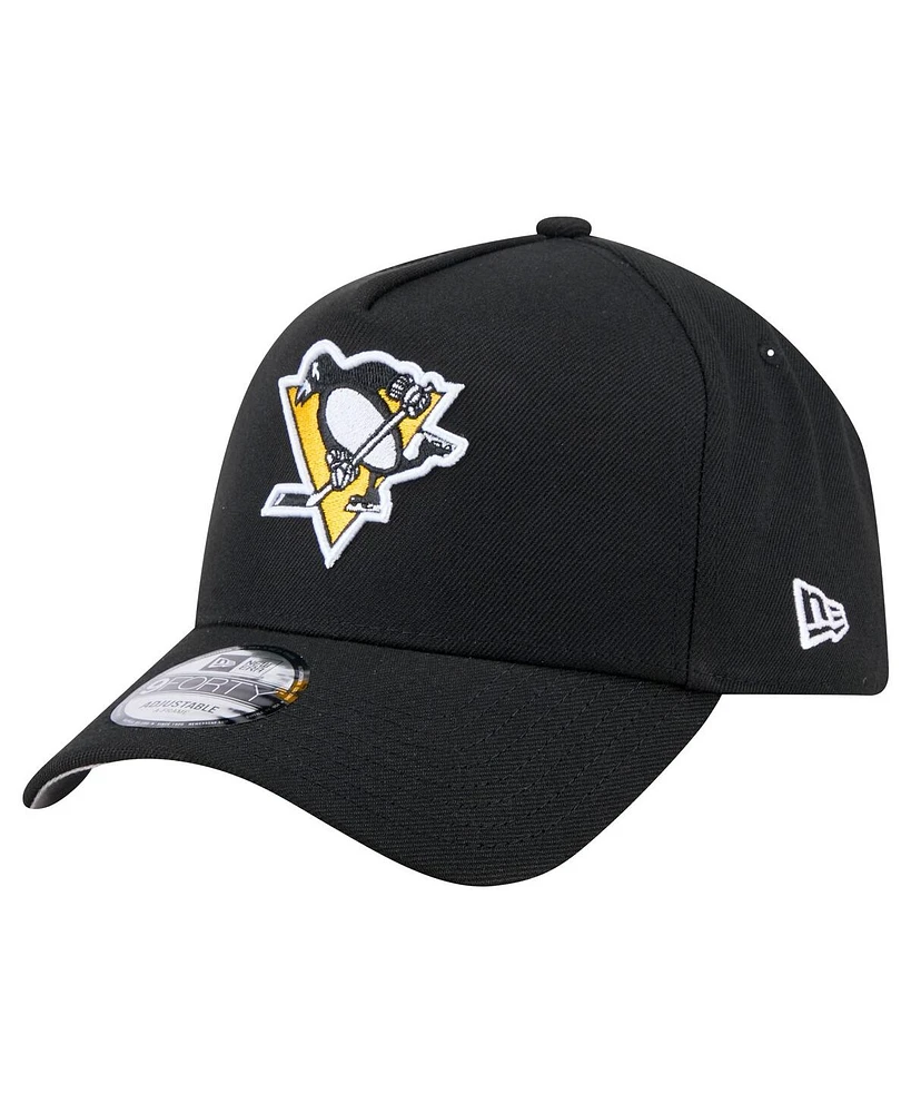 New Era Men's Black Pittsburgh Penguins Core A-Frame 9FORTY Adjustable Hat