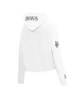 Pro Standard Women's White Dallas Mavericks 2024/25 City Edition Chenille Applique Cropped Pullover Hoodie