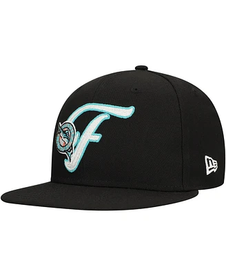 New Era Men's Black Florida Marlins Cooperstown Collection Duo Logo 2.0 59FIFTY Fitted Hat