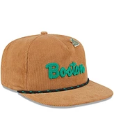 New Era Men's Tan Boston Celtics Victory Grove Corduroy Sneaker Pin Golfer Adjustable Hat