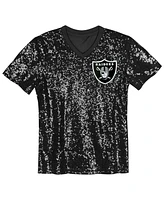Outerstuff Big Girls Black Las Vegas Raider's Wordmark Sequin V-Neck Top
