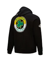 Mitchell & Ness Men's Black Boston Celtics Hardwood Classics Blackout Collection Pullover Hoodie