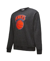 Mitchell & Ness Men's Black New York Knicks Hardwood Classics Blackout Collection Snow Washed Pullover Sweatshirt