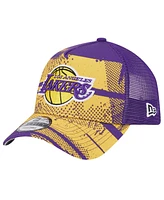 New Era Men's Purple/Gold Los Angeles Lakers Tip Off A-Frame Trucker 9FORTY Adjustable Hat