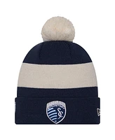 New Era Men's Navy Sporting Kansas City 2024 Kick Off Collection Cuffed Knit Hat with Pom