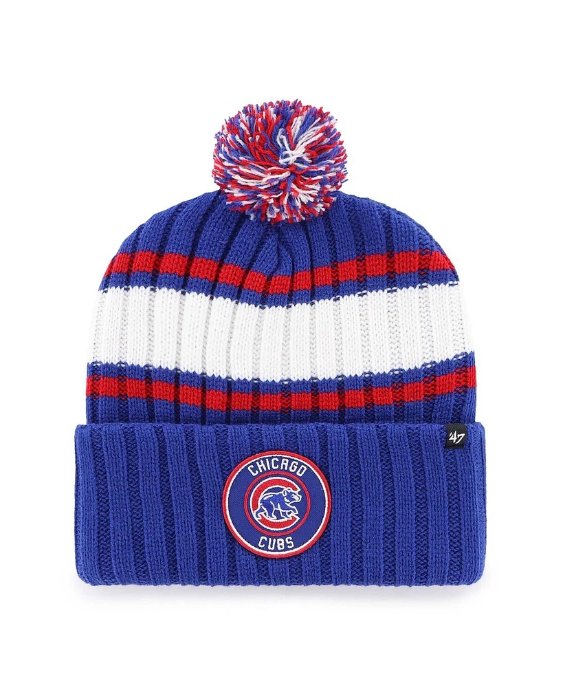 '47 Brand Men's Royal Chicago Cubs Plateau Cuffed Knit Hat with Pom