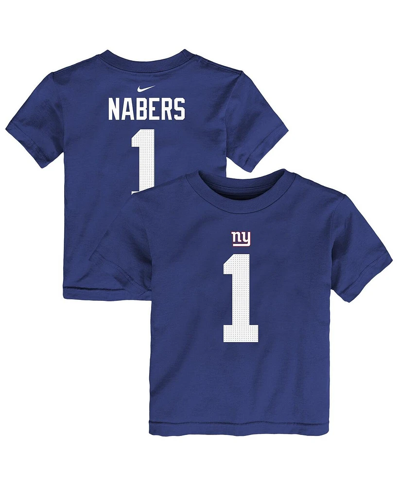 Nike Toddler Malik Nabers Royal New York Giants Name Number T-Shirt