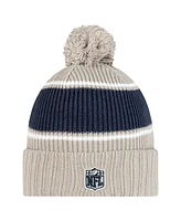 New Era Men's Gray/Navy Dallas Cowboys 2024 Sideline Sport Cuffed Knit Hat with Pom