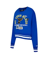 Pro Standard Women's Blue St. Louis Blues Area Code Cropped Pullover Sweatshirt