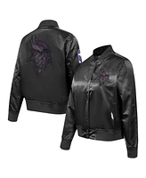 Pro Standard Women's Black Minnesota Vikings Jeweled Satin Full-Snap Jacket