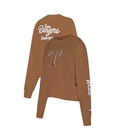 Pro Standard Women's Brown Texas Rangers Paint The City Pullover Cropped Sweatshirt