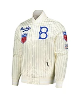 Pro Standard Men's Cream Brooklyn Dodgers Cooperstown Collection Pinstripe Retro Classic Satin Full-Snap Jacket