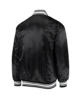 Starter Men's Black Detroit Lions Locker Room Satin Varsity Full-Snap Jacket