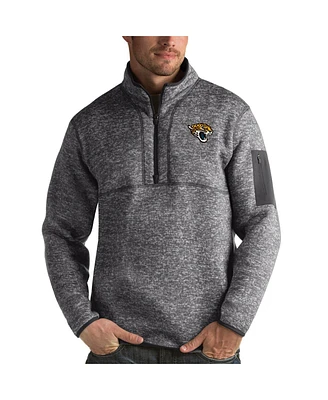 Antigua Men's Charcoal Jacksonville Jaguars Fortune Quarter-Zip Pullover Jacket