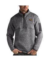 Antigua Men's Charcoal Jacksonville Jaguars Fortune Quarter-Zip Pullover Jacket