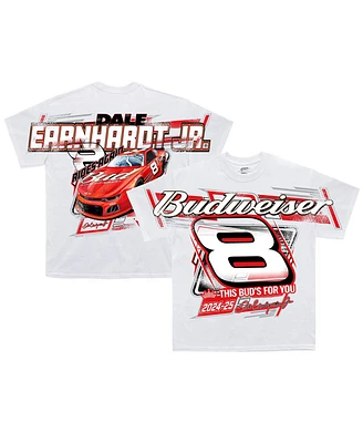 Jr Motorsports Official Team Apparel Men's White Dale Earnhardt Jr. Budweiser Tonal Print T-Shirt