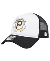 New Era Men's White/Black Pittsburgh Pirates Spring Training Circle Foam A-Frame 9FORTY Trucker Adjustable Hat