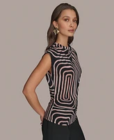 Donna Karan New York Women's Printed High-Neck Blouse