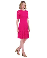 Jessica Howard Women's Elbow-Sleeve Lace A-Line Dress