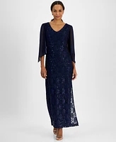 Connected Petite Sequin Lace Gown
