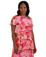 Jessica Howard Women's Tiered Floral-Print Chiffon Dress