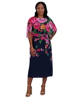 Jessica Howard Women's Floral-Print Belted Chiffon Dress