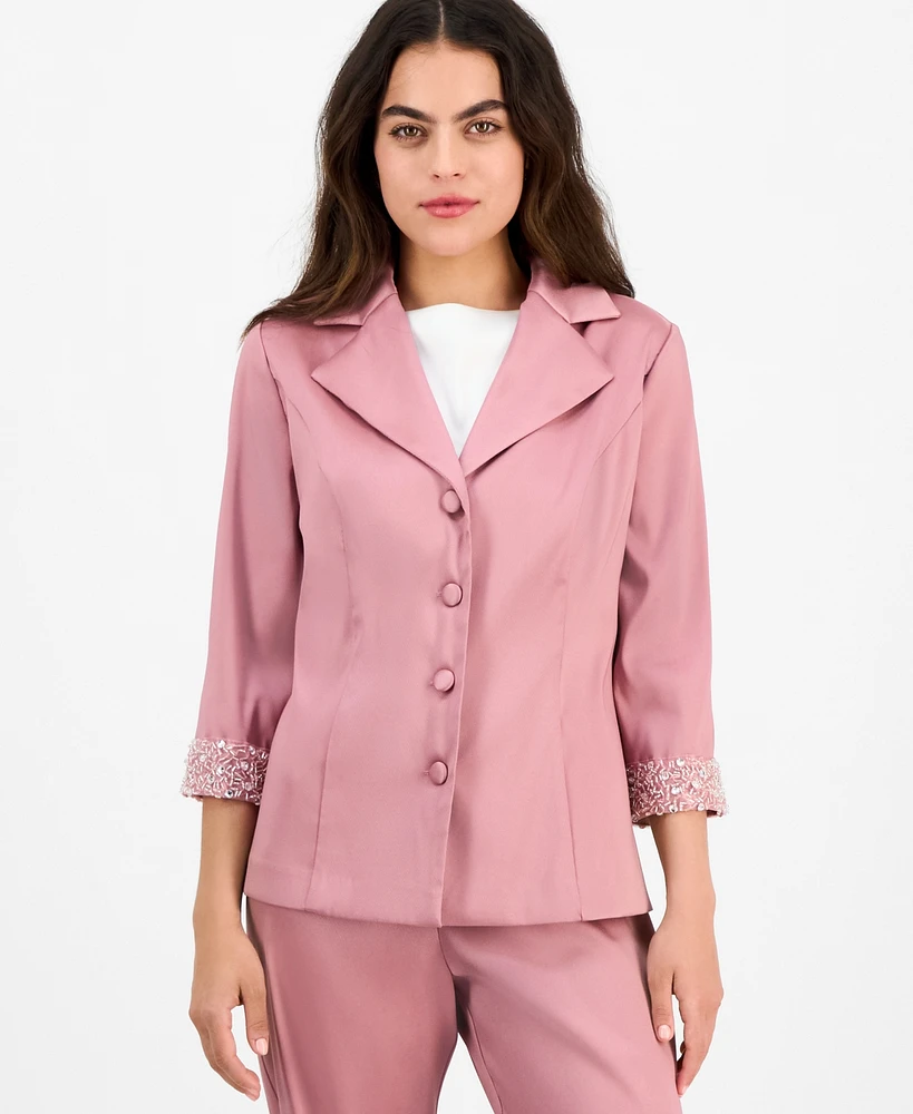 Alex Evenings Petite Notched Collar Button-Front Blouse