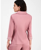 Alex Evenings Petite Notched Collar Button-Front Blouse
