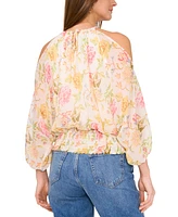 Sam & Jess Women's Printed Cold-Shoulder Smocked-Hem Top
