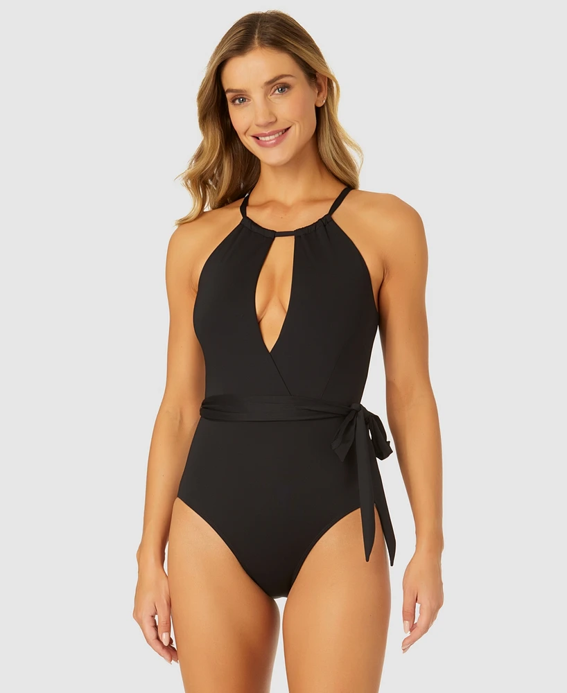 Anne Cole Women's Plunge-Neckline One-Piece Swimsuit