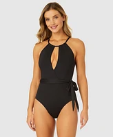 Anne Cole Women's Plunge-Neckline One-Piece Swimsuit
