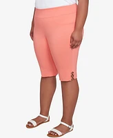 Hearts Of Palm Plus Spring Forward Solid Tech Stretch Pull On Skimmer Pants