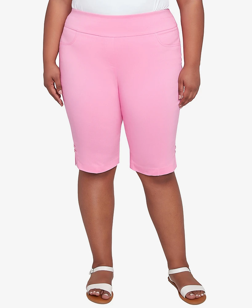 Hearts Of Palm Plus Solid Tech Stretch Pull On Skimmer Pants
